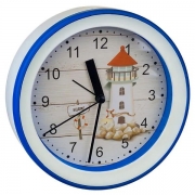 Часы будильник Perfeo Quartz PF-TC-009, круглые, диам. 15.3 см, подвес на стену, маяк (PF_C3134)