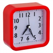 Часы будильник Perfeo Quartz PF-TC-019, квадратные, 10x10 см, красные (PF_C3168)