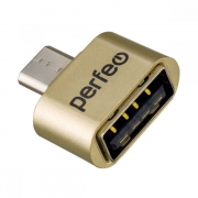 Адаптер OTG USB 2.0 Af - micro Bm, золотистый, Perfeo PF-VI-O011 (PF_B4999)