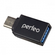 Адаптер OTG USB Type C(m) - USB 3.0 Af, черный, Perfeo (PF_A4270)