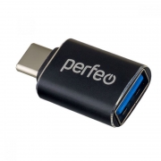 Адаптер OTG USB Type C(m) - USB 3.0 Af, черный, Perfeo (PF_C3006)