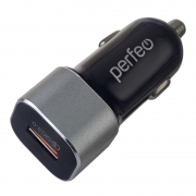 Зарядное автомобильное устройство Perfeo QC3.0, 5-12В, 3.1A, USB, чёрное (I4618)