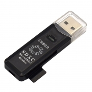 Карт-ридер внешний USB 5Bites RE2-100BK Black, microSD/SD, USB2.0