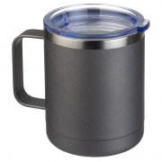 Термокружка для напитков с прозрачной крышкой и ручкой, 0,35 л., серый, Perfeo (PF_C3731)