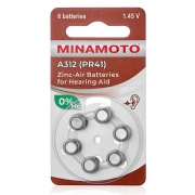 Батарейка MINAMOTO ZA312 для слуховых аппаратов, 6 шт, блистер