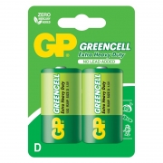 Батарейка D GP Greencell R20/2BL, солевая, 2 шт, блистер