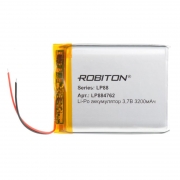 Аккумулятор Li-Po 3.7В 3200мАч с защитой, 62x47x8.8мм, Robiton LP884762