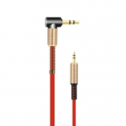 Кабель аудио 3.5 stereo plug -> 3.5 stereo plug, 1 м, угловой штекер, красный, Premier (5-232L)