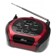 Мини аудио система Ritmix RBB-100BT, 6 Вт, MP3, FM, AUX, Bluetooth, черно-красная