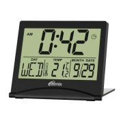 Часы будильник Ritmix CAT-042, температура, дата, складной корпус, черные