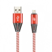 Кабель USB 2.0 Am=>Apple 8 pin Lightning, нейлон, 1 м, красный, коробка, Smartbuy (iK-512HH-NBred)