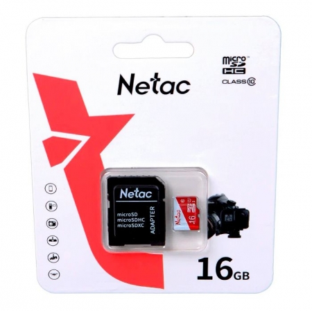   Micro SDHC 16Gb Netac P500 Eco Class 10 +  SD (NT02P500ECO-016G-R)