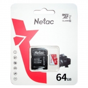  Micro SDXC 64Gb Netac P500 Eco Class 10 UHS-I +  SD (NT02P500ECO-064G-R)