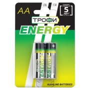 Батарейка AA Трофи Energy LR6-2BL Alkaline, 2шт, блистер