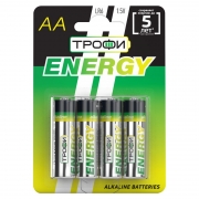 Батарейка AA Трофи Energy LR6-4BL Alkaline, 4шт, блистер