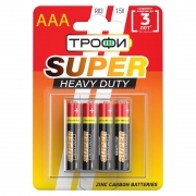 Батарейка AAA Трофи Super Heavy Duty R03-4BL, солевая, 4шт, блистер
