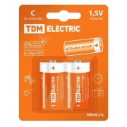 Батарейка C TDM LR14-2BL Alkaline,  2шт, блистер