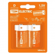 Батарейка D TDM LR20-2BL Alkaline,  2шт, блистер
