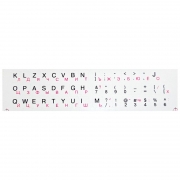 Наклейка на клавиатуру, флуоресцентные буквы, русские розовые, латинские черные на белой подложке