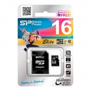   Micro SDHC 16Gb Silicon Power Elite U1 +  SD (SP016GBSTHBU1V10SP)