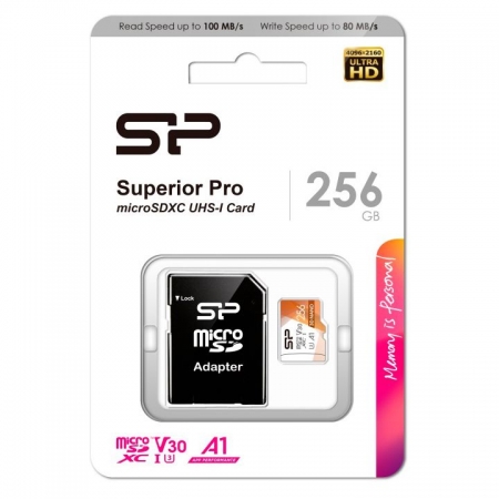   Micro SDXC 256Gb Silicon Power Superior Pro U3 V30 A1 100/80 / +  SD