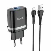 Зарядное устройство Hoco N1 2.4А USB + кабель Lightning, черное