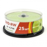 Диск DVD-RW Mirex 4,7 Gb 4x, Cake Box, 25шт (UL130032A4M)