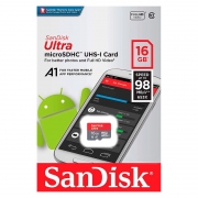   Micro SDHC 16Gb SanDisk Ultra Class 10 UHS-I A1, 98 / (SDSQUAR-016G-GN6MN)