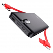Зарядное устройство Borofone BJ2, 10000 мА/ч, 2A Lightning/Micro-USB/Type-C/USB, дисплей, черное