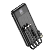Зарядное устройство Borofone BJ20, 10000 мА/ч, 2A Lightning/Micro-USB/Type-C/USB, дисплей, черное
