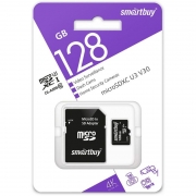   Micro SDXC 128Gb Smartbuy U3 V30   +  SD (SB128GBSDCCTV)