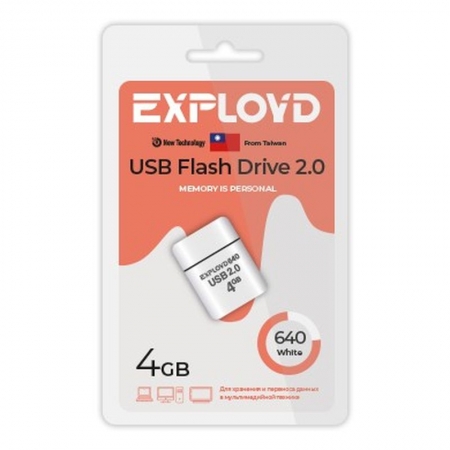 4Gb Exployd 640 White USB 2.0 (EX-4GB-640-White)
