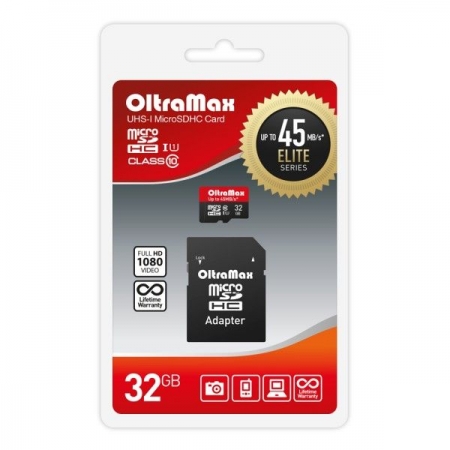   Micro SDHC 32Gb OltraMax Elite U1 +  SD (OM032GCSDHC10UHS-1-ElU1)