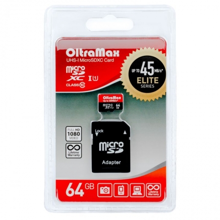   Micro SDXC 64Gb OltraMax Elite U1 +  SD (OM064GCSDXC10UHS-1-ElU1)