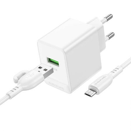  Borofone BAS12A, QC3.0 3A USB +  Micro USB, 