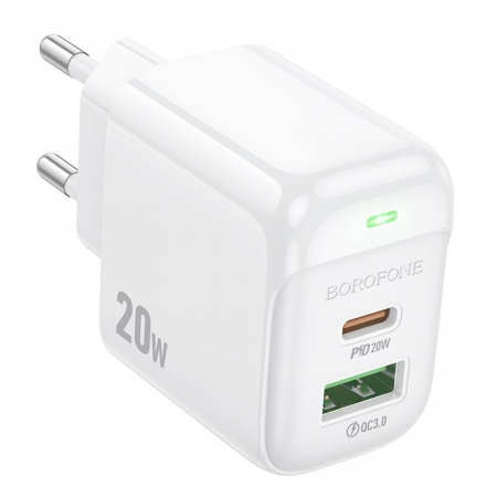   Borofone BAS44A, QC3.0/PD 20W USB A+C, 