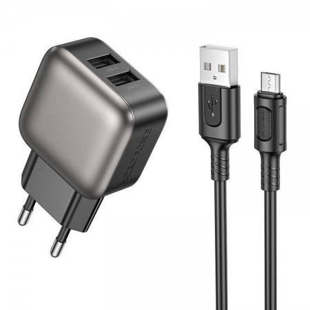   Borofone BAS51A, 2.4 2xUSB +  Micro USB, 