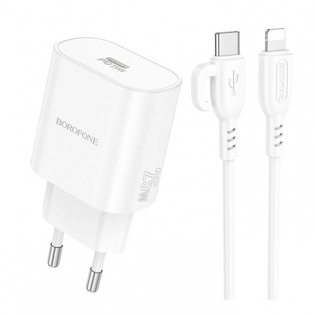   Borofone BA82A, QC3.0/PD 25W USB  +  Type C - Lightning, 