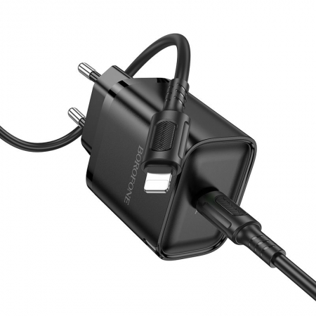  Borofone BA84A, QC3.0/PD 30W USB  +  Type C - Lightning, 