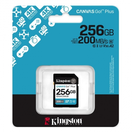   SDXC 256Gb Kingston Canvas Go Plus G4 U3 V30 200/160 / (SDG4/256GB)