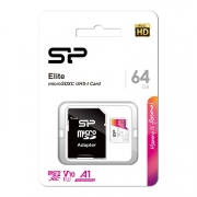   Micro SDXC 64Gb Silicon Power Elite U1 V10 A1 +  SD (SP064GBSTXBV1V20SP)