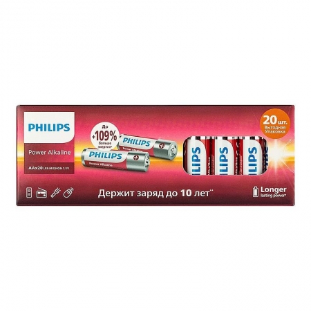  AA Philips Power Alkaline LR6, 20, 