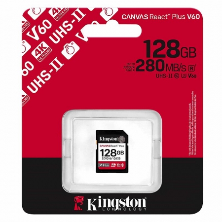   SDXC 128Gb Kingston Canvas React Plus UHS-II U3 V60, 280/100 /c (SDR2V6/128GB)