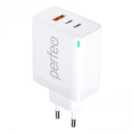   Perfeo I4655, QC/PD 65W, GaN, USB-A + 2xUSB-C, 