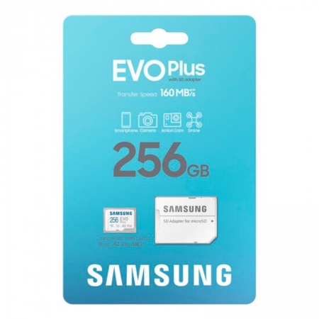   Micro SDXC 256Gb Samsung EVO+ U3 A2 V30, R160 / +  SD (MB-MC256SA/KR)
