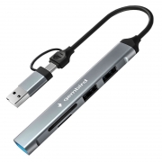 ����-����� ������� USB Gembird FD2-MSD-3, SD/microSD, USB3.1, 2xUSB2.0, ������ USB/Type C, ������