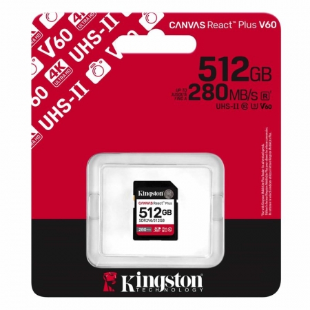 ����� ������ SDXC 512Gb Kingston Canvas React Plus UHS-II U3 V60, 280/150 ��/c (SDR2V6/512GB)