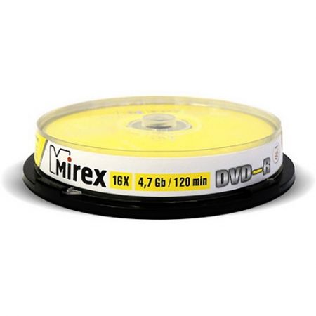 ���� DVD-R Mirex 4,7 Gb 16x, Cake Box, 10�� (UL130003A1L)