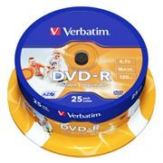 Диск DVD-R Verbatim 4,7 Gb 16x Wide Inkjet Printable ID, Cake Box, 25 шт (43538)