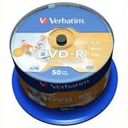  DVD-R Verbatim 4,7 Gb 16x Wide Inkjet Printable, Cake Box, 50  (43533)